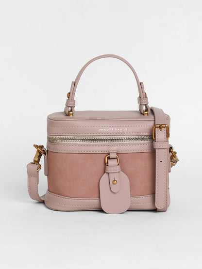 The Velvet Oval Bucket Bag - Nude Pink