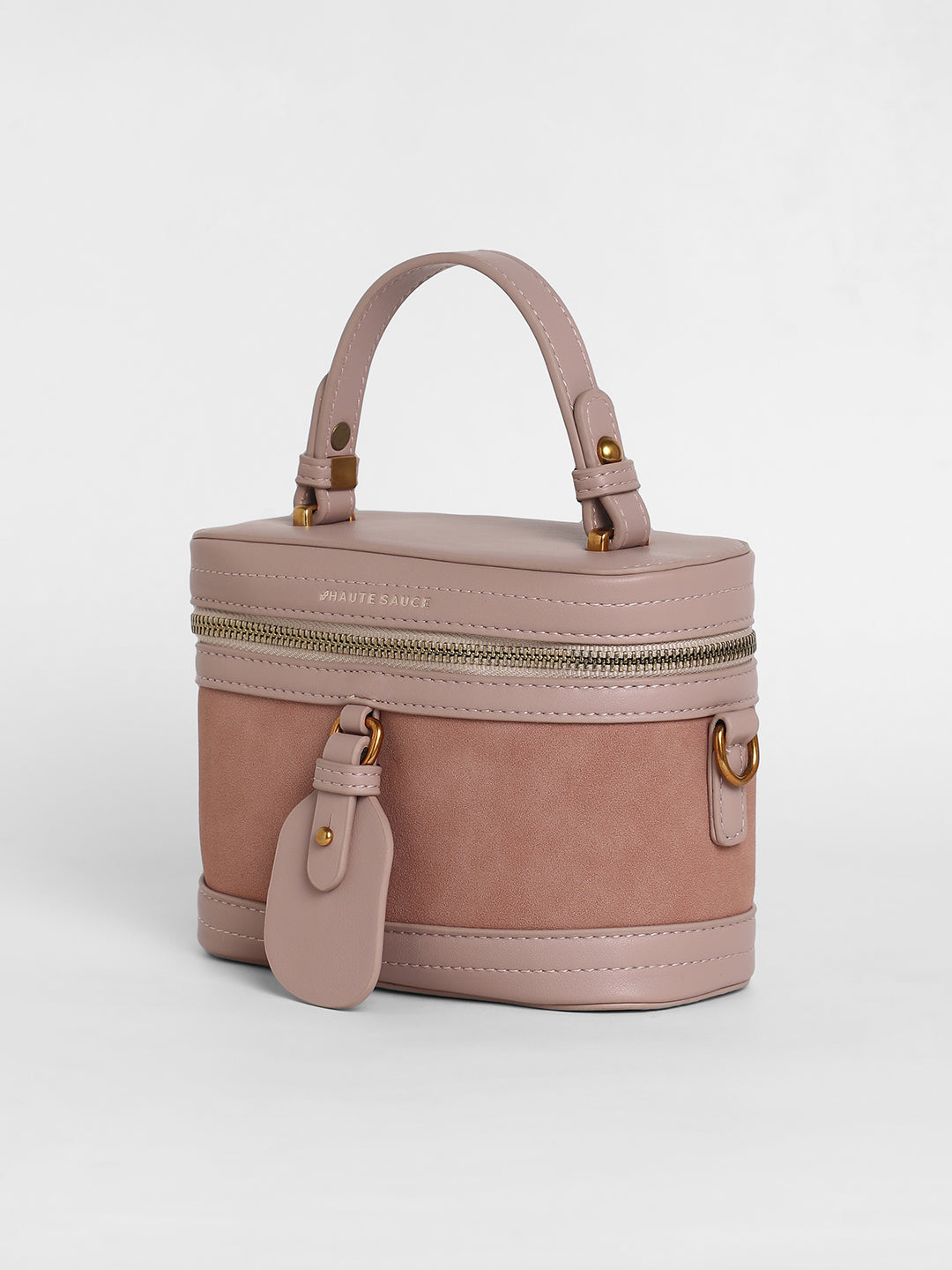 The Velvet Oval Bucket Bag - Nude Pink