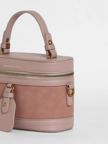 The Velvet Oval Bucket Bag - Nude Pink