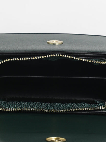 The Block Flap Hand Bag - Olive Green & Chocolate Brown