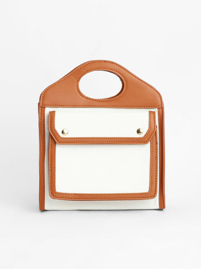 The Canvas Block Hand Bag - Powder White