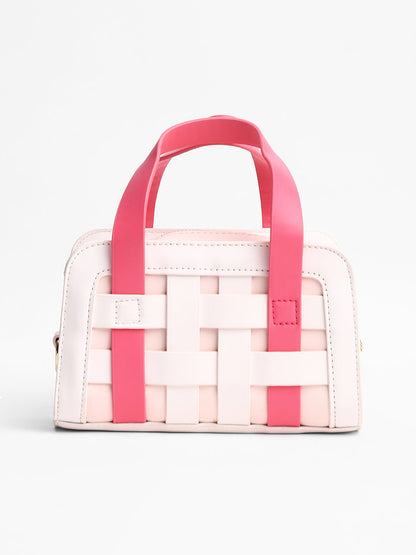 The Weave Camera Mini Sling Bag - Fuchsia Pink & Ivory White