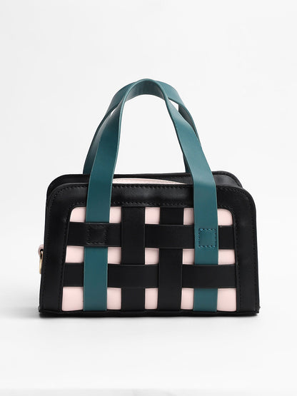 The Weave Camera Mini Sling Bag - Teal Green & Onyx Black
