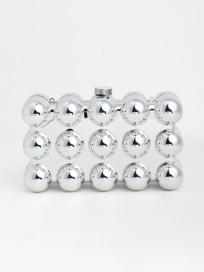 The Ball-Ball Clutch Bag - Metallic Silver