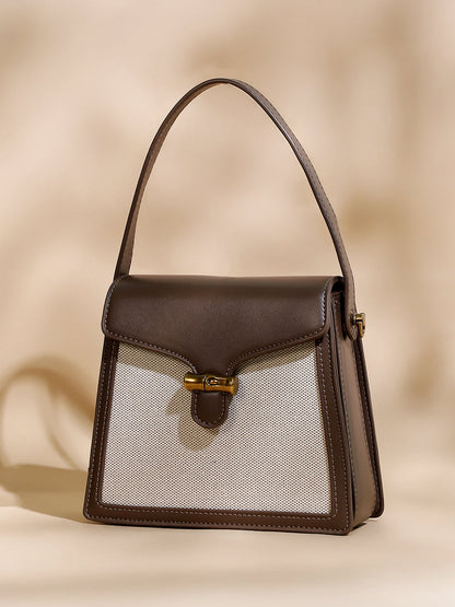 The Brooklyn Hand Bag - Khaki Beige & Mocha Brown