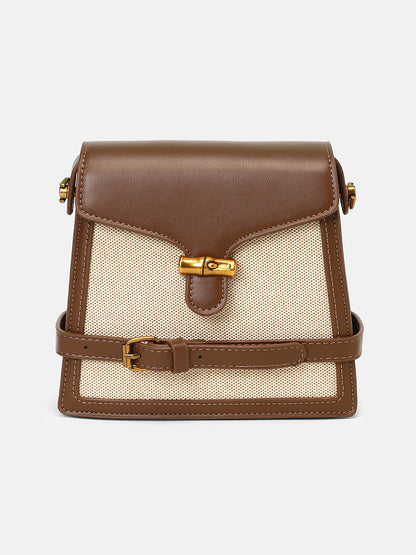 The Brooklyn Hand Bag - Khaki Beige & Mocha Brown