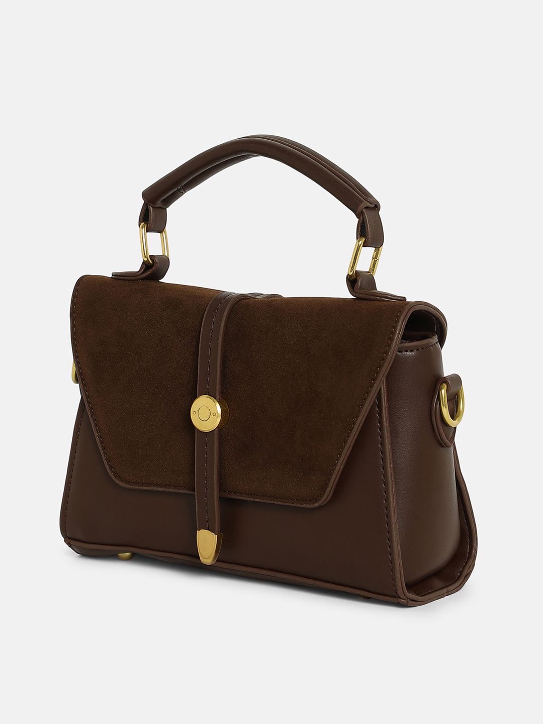 The Aurest Suede-Block Hand Bag - Chocolate Brown