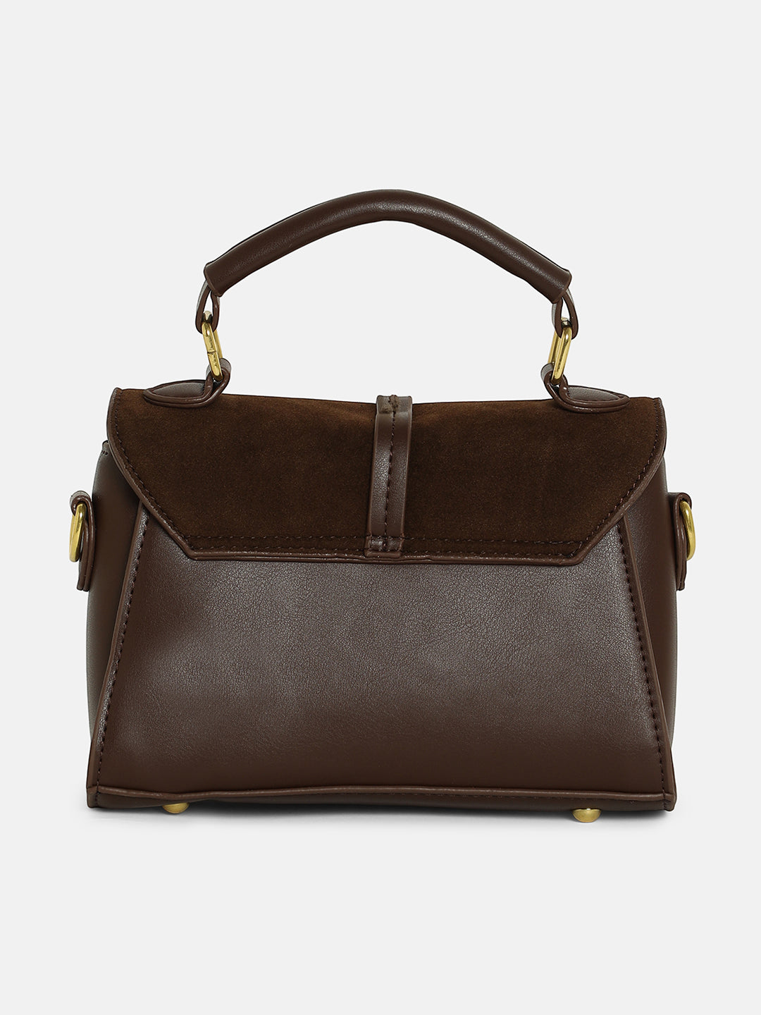 The Aurest Suede-Block Hand Bag - Chocolate Brown