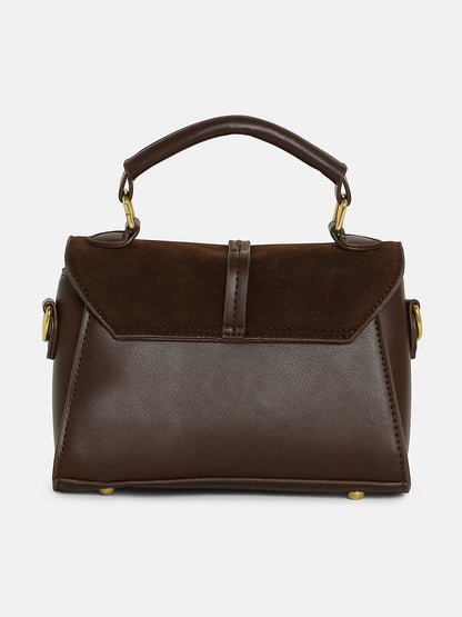 The Aurest Suede-Block Hand Bag - Chocolate Brown