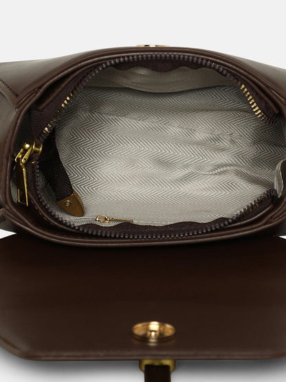 The Aurest Suede-Block Hand Bag - Chocolate Brown