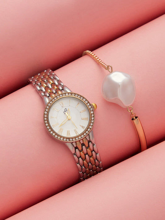 The Roman Venin Round Watch With Bracelet Combo