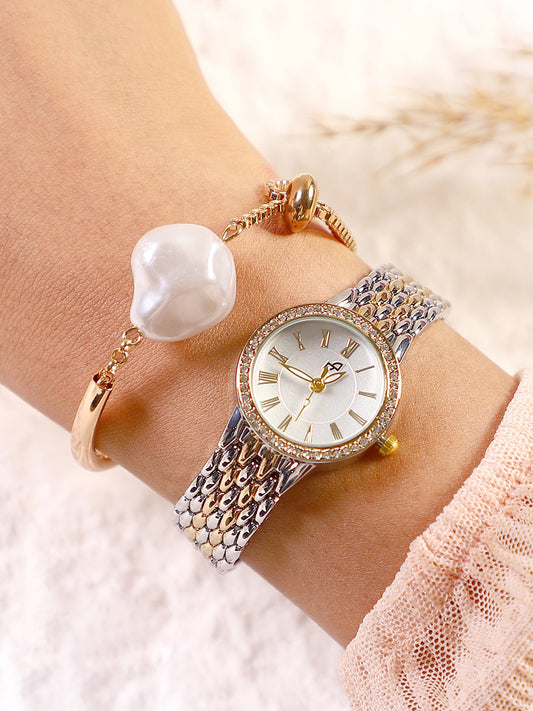 The Roman Venin Round Watch With Bracelet Combo