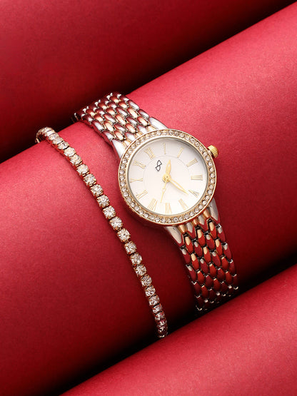 The Roman Venin Round Watch With Bracelet Combo