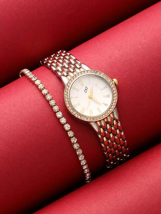 The Roman Venin Round Watch With Bracelet Combo