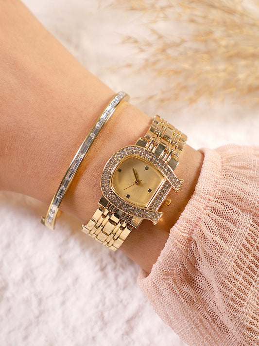 The Buckle Asymmetric Watch With Bracelet Combo