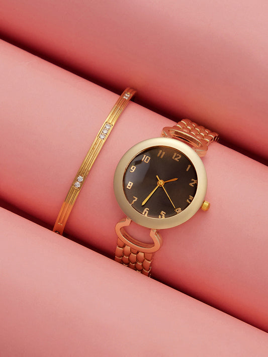 The Byzantine Round Watch With Bracelet Combo