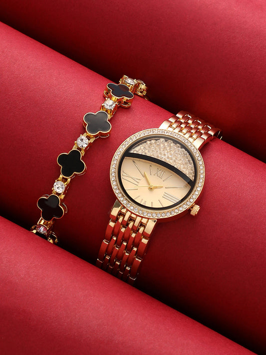 The Horizon Bijou Round Watch With Bracelet Combo