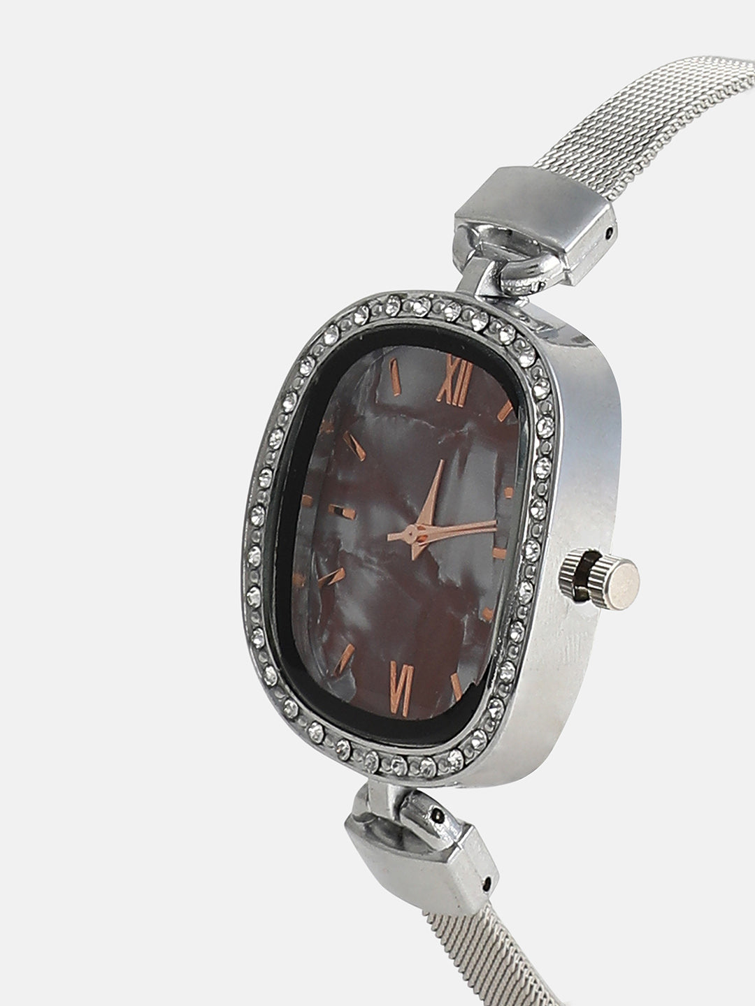 The Textured Square Watch With Bracelet Combo