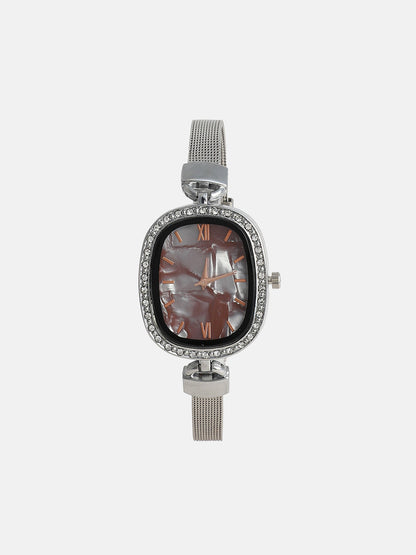 The Textured Square Watch With Bracelet Combo