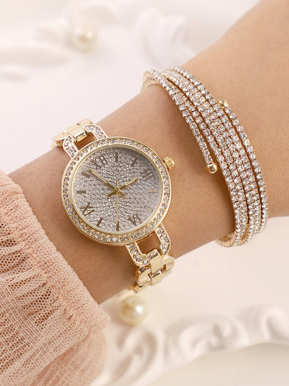 The Orne Roman Link Round Watch With Bracelet Combo