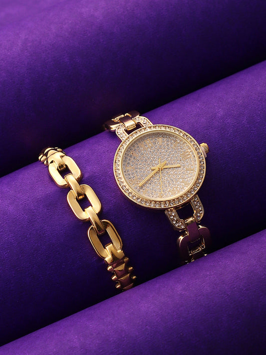 The Orne Roman Link Round Watch With Bracelet Combo