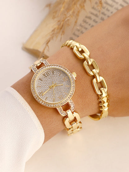 The Orne Roman Link Round Watch With Bracelet Combo