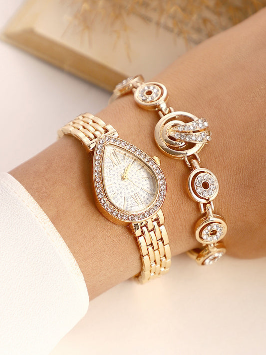 The Teardrop Asymmetric Watch With Bracelet Combo