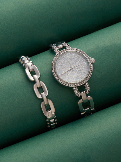 The Orne Roman Link Round Watch With Bracelet Combo