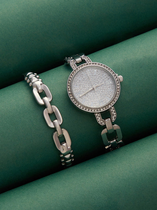 The Orne Roman Link Round Watch With Bracelet Combo