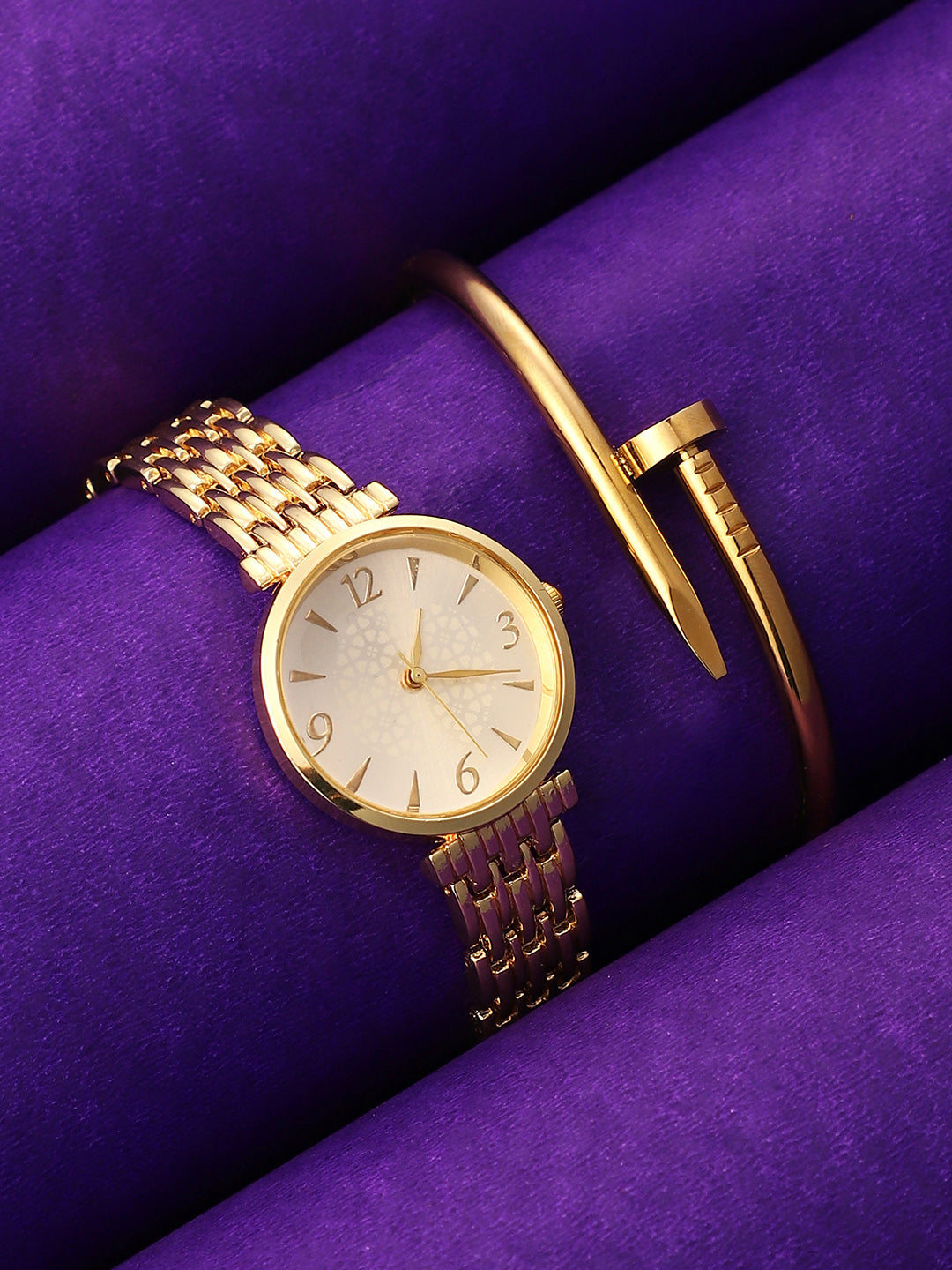 Round Watch With Bracelet Combo