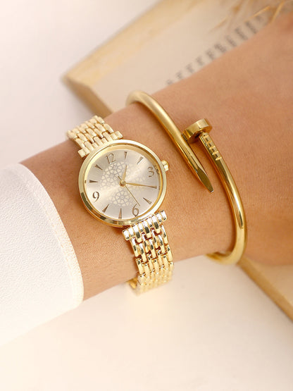 Round Watch With Bracelet Combo