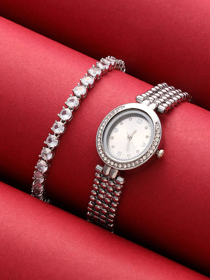 The Dotted Oval Watch With Bracelet Combo