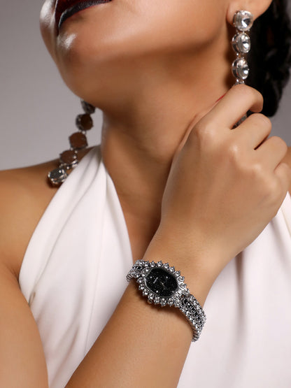 Embellished Block Oval Watch