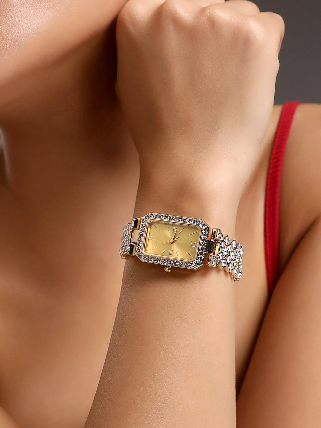 Embellished Rectangular Watch