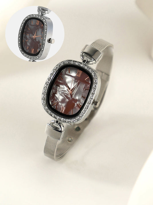 The Textured Square Watch - Charcoal Grey