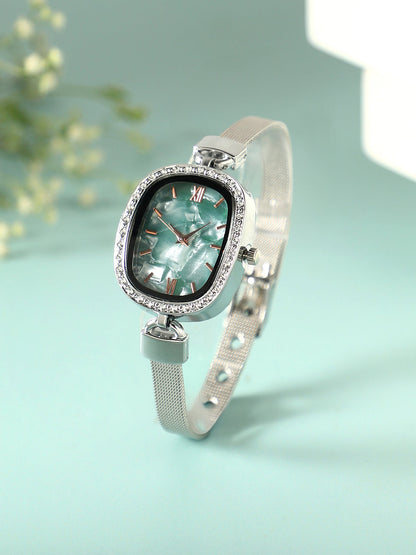 The Textured Square Watch - Emerald Green