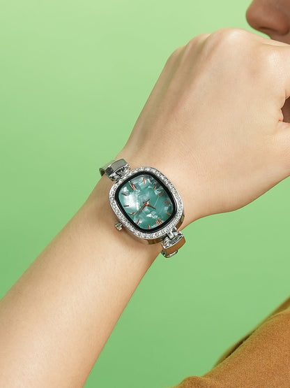 The Textured Square Watch - Emerald Green