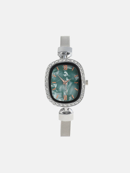 The Textured Square Watch - Emerald Green