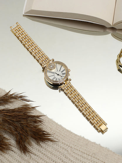 The Opulent Roman Round Watch - California Gold