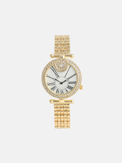 The Opulent Roman Round Watch - California Gold