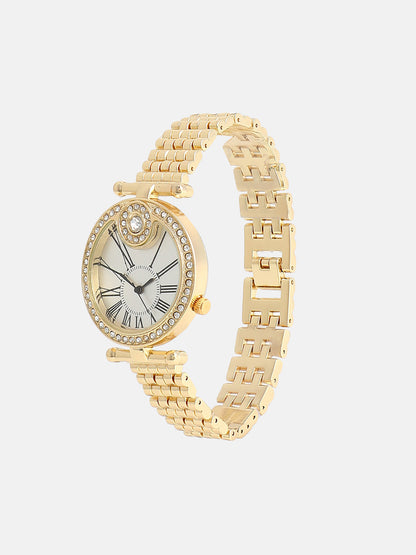 The Opulent Roman Round Watch - California Gold