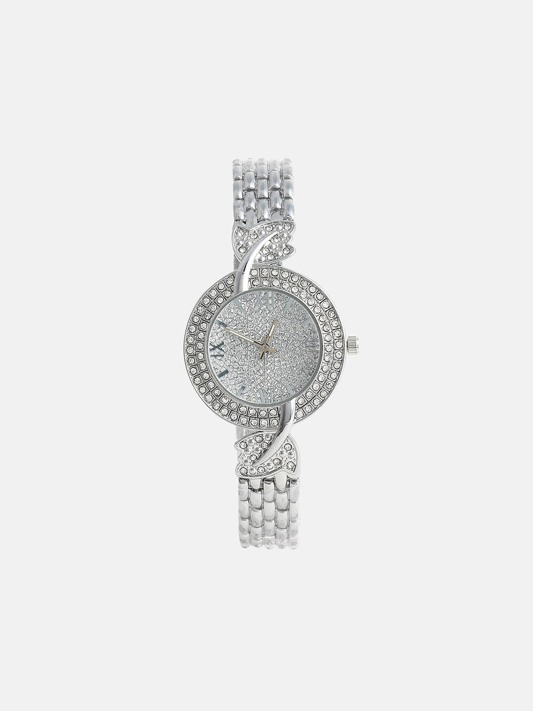 The Foliage Round Watch - Metallic Silver