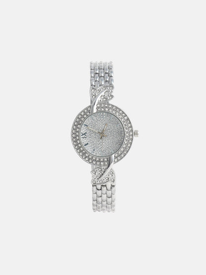 The Foliage Round Watch - Metallic Silver