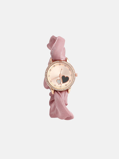 The Scrunchie Heart Round Watch - Blush Pink