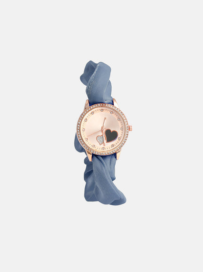 The Scrunchie Heart Round Watch - Lapis Blue