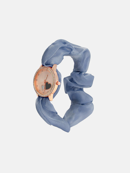 The Scrunchie Heart Round Watch - Lapis Blue