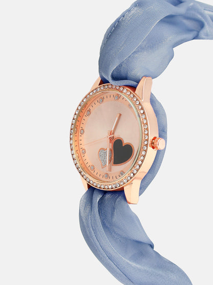 The Scrunchie Heart Round Watch - Lapis Blue