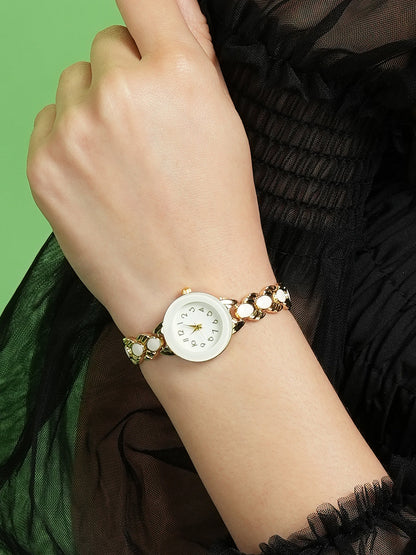 The Enamel Round Watch - California Gold