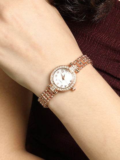 The Embellished Dotted Round Watch - Rose Gold