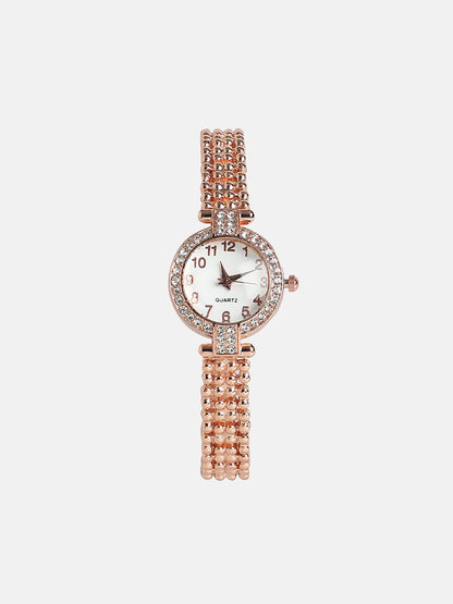The Embellished Dotted Round Watch - Rose Gold